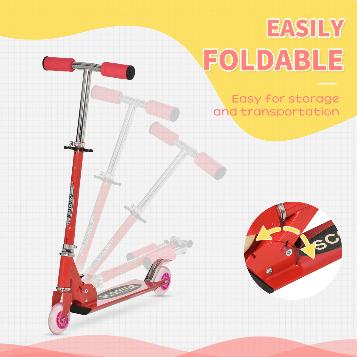 Qaba Snow Scooter, 2 in 1 Design Adjustable Height Scooter Snow Sled for Kids Aged Over 7 Years Old, Foldable Kids Sled Ski Scooter with Wheels Blades, Green