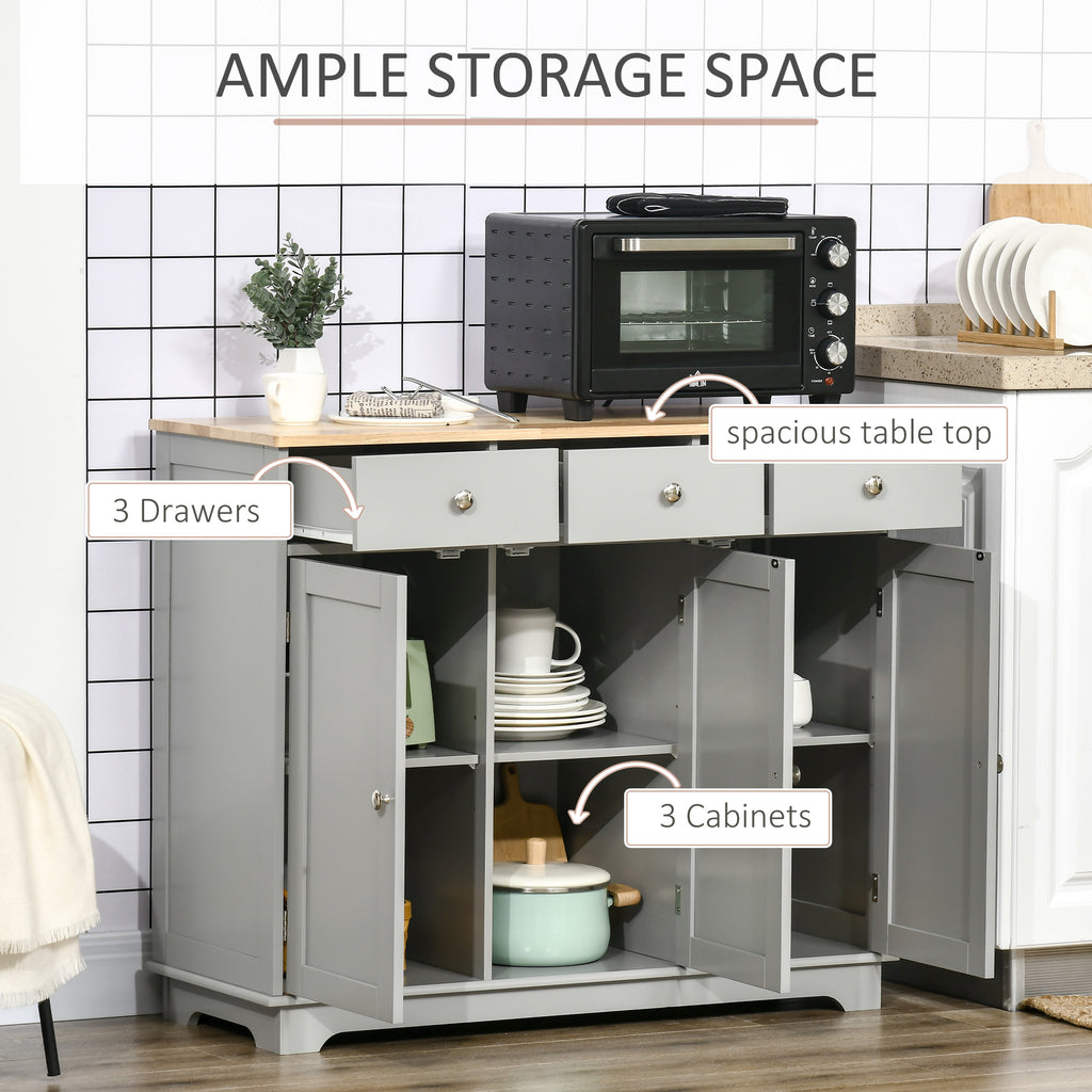 Modern Sideboard, Buffet Cabinet with Storage Cabinets, Drawers and Adjustable Shelves for Living Room, White