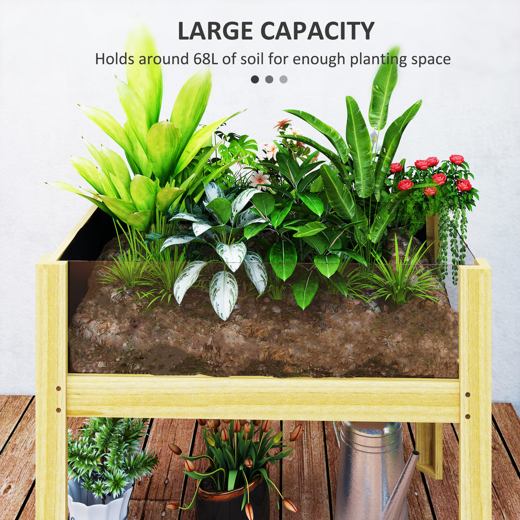 Wooden Raised Garden Bed with Acrylic Panels, Raised Planter Box with Drainage Holes, 43.3" x 19.7" x 31.5"