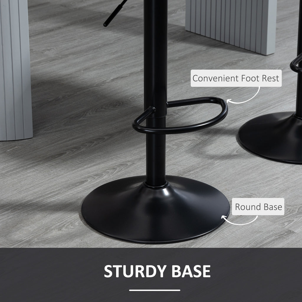Bar Stools Set of 2, Swivel Counter Height Barstools with Back, Footrest, Adjustable Height, Black