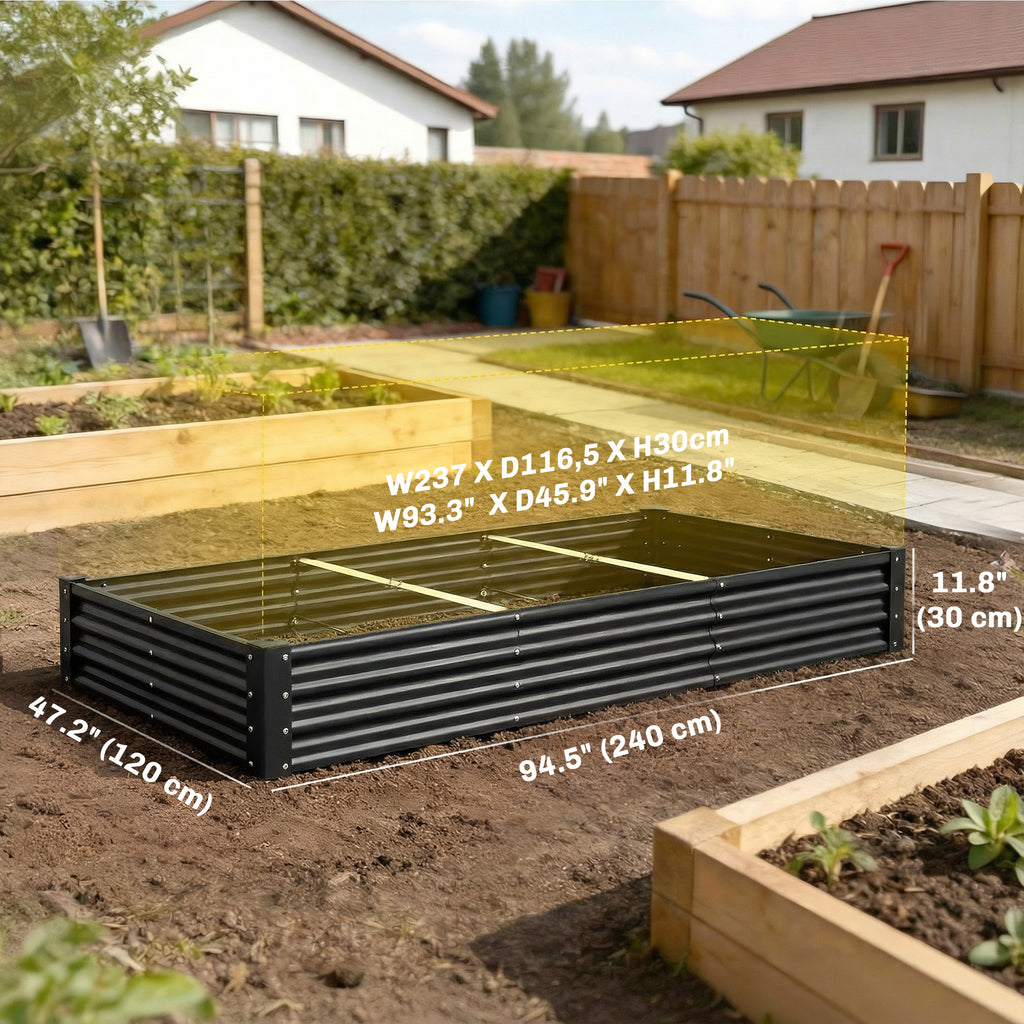 8 x 1.3 x 1.5ft Galvanized Raised Garden Bed, Reinforced Outdoor Planter Box with Open Bottom, Green