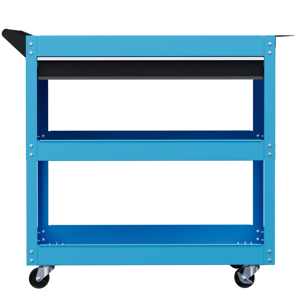 Tool Cart on Wheels, Utility Cart with Wheels, Ball Bearing Drawer, Storage Trays for Garage, Warehouse, Workshop, Blue