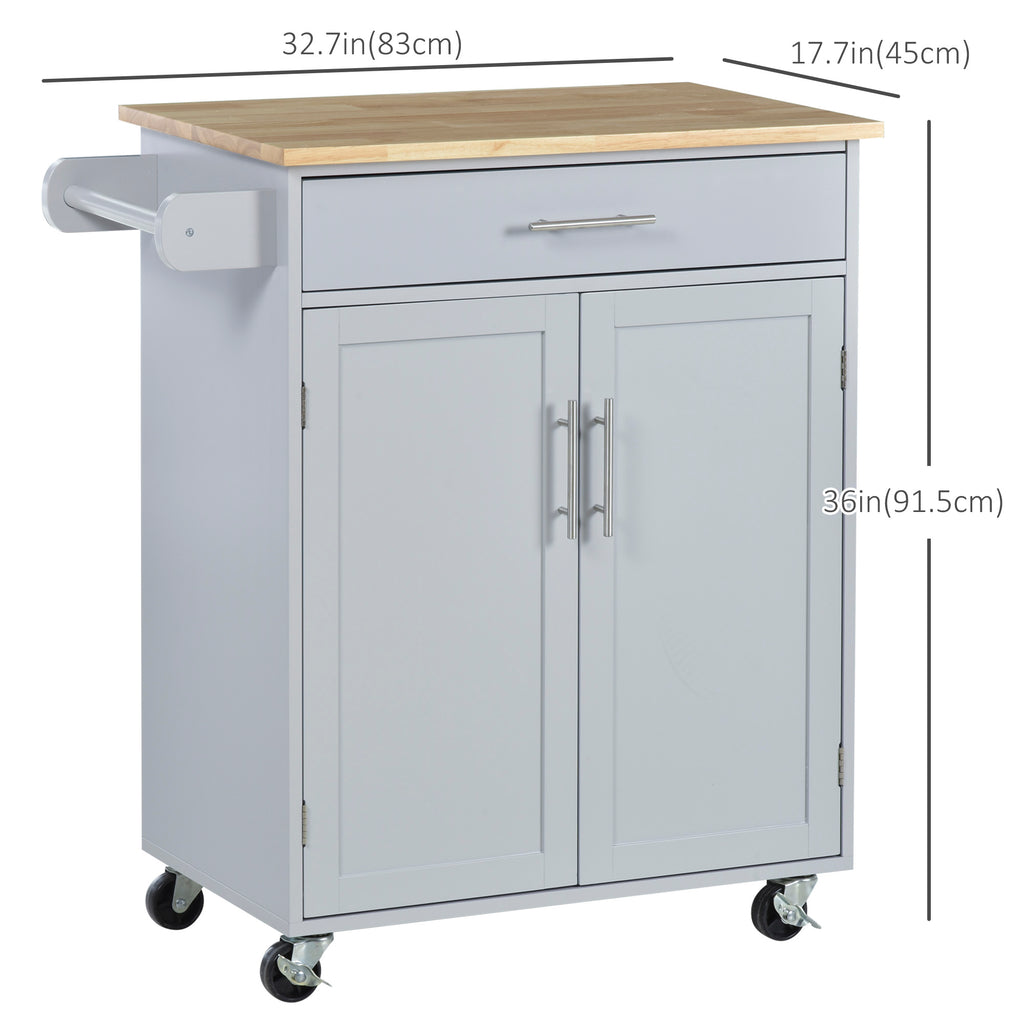 Rolling Kitchen Island Cart with Wood Top, Enough Storage Drawer Space with Towel Bar Rack Shelves, Portable Kitchen Utility Serving Cart Trolley on Wheels, Black