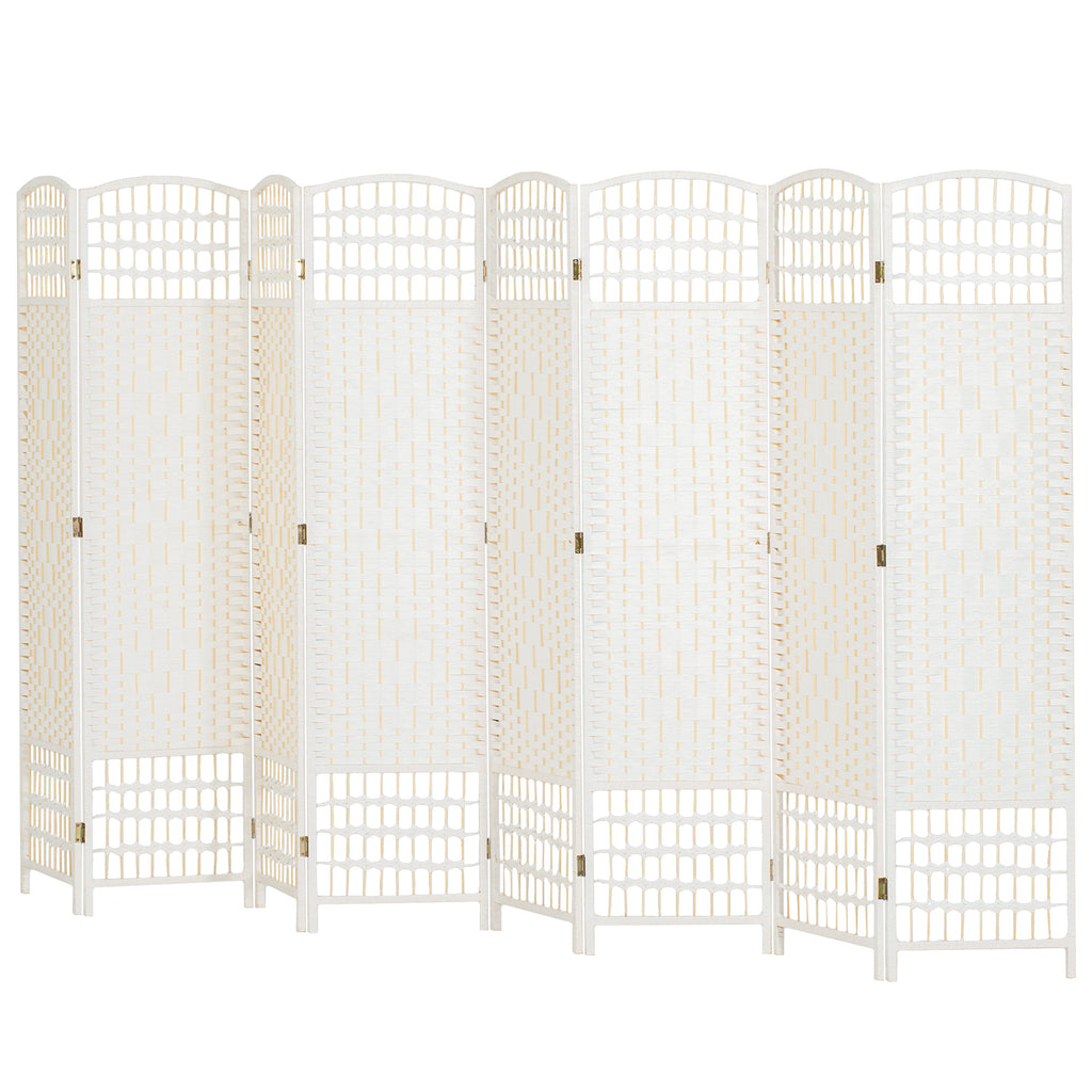 4 Panel Folding Room Divider, Portable Privacy Screen, Wave Fiber Room Partition for Home Office, White