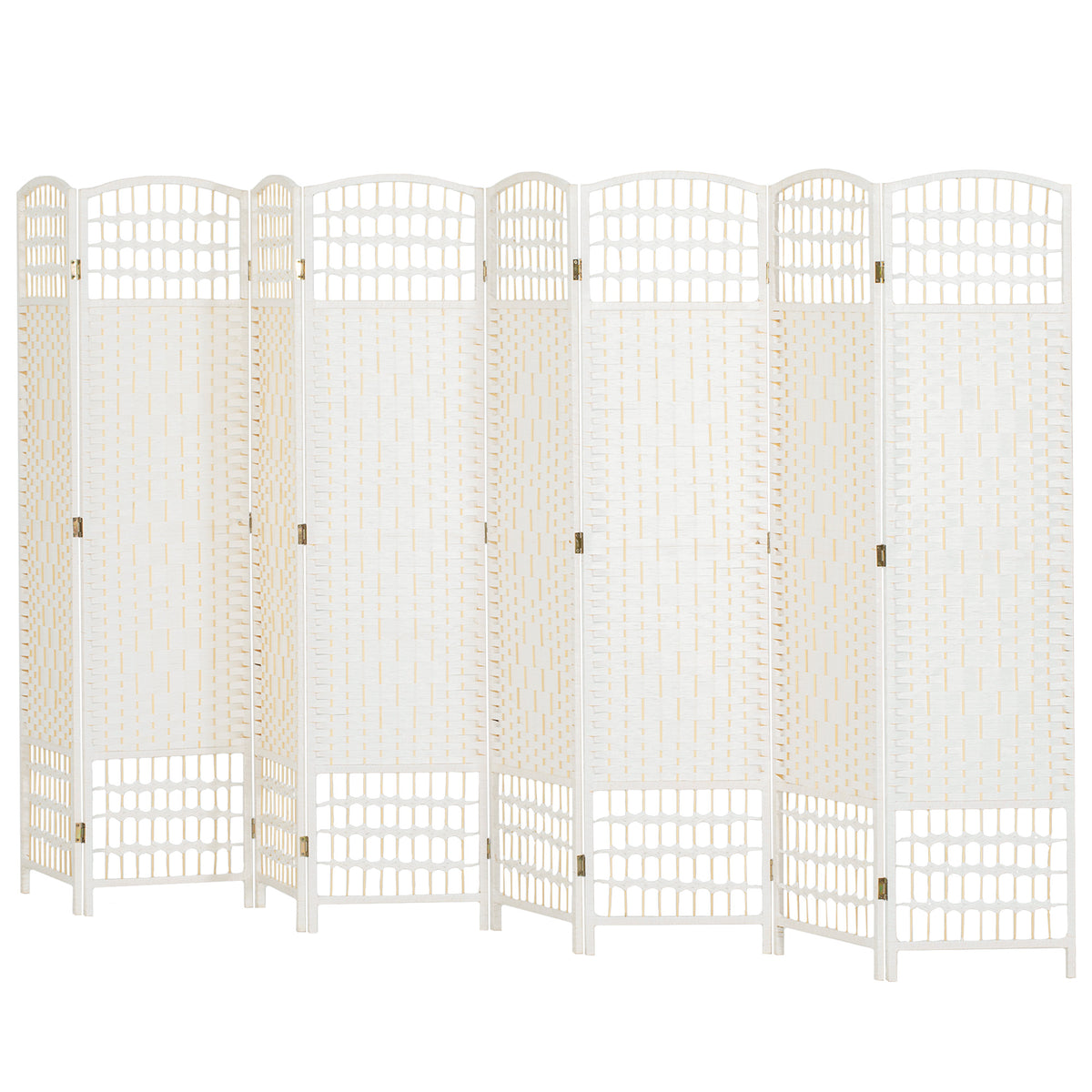 4 Panel Folding Room Divider, Portable Privacy Screen, Wave Fiber Room Partition for Home Office, White
