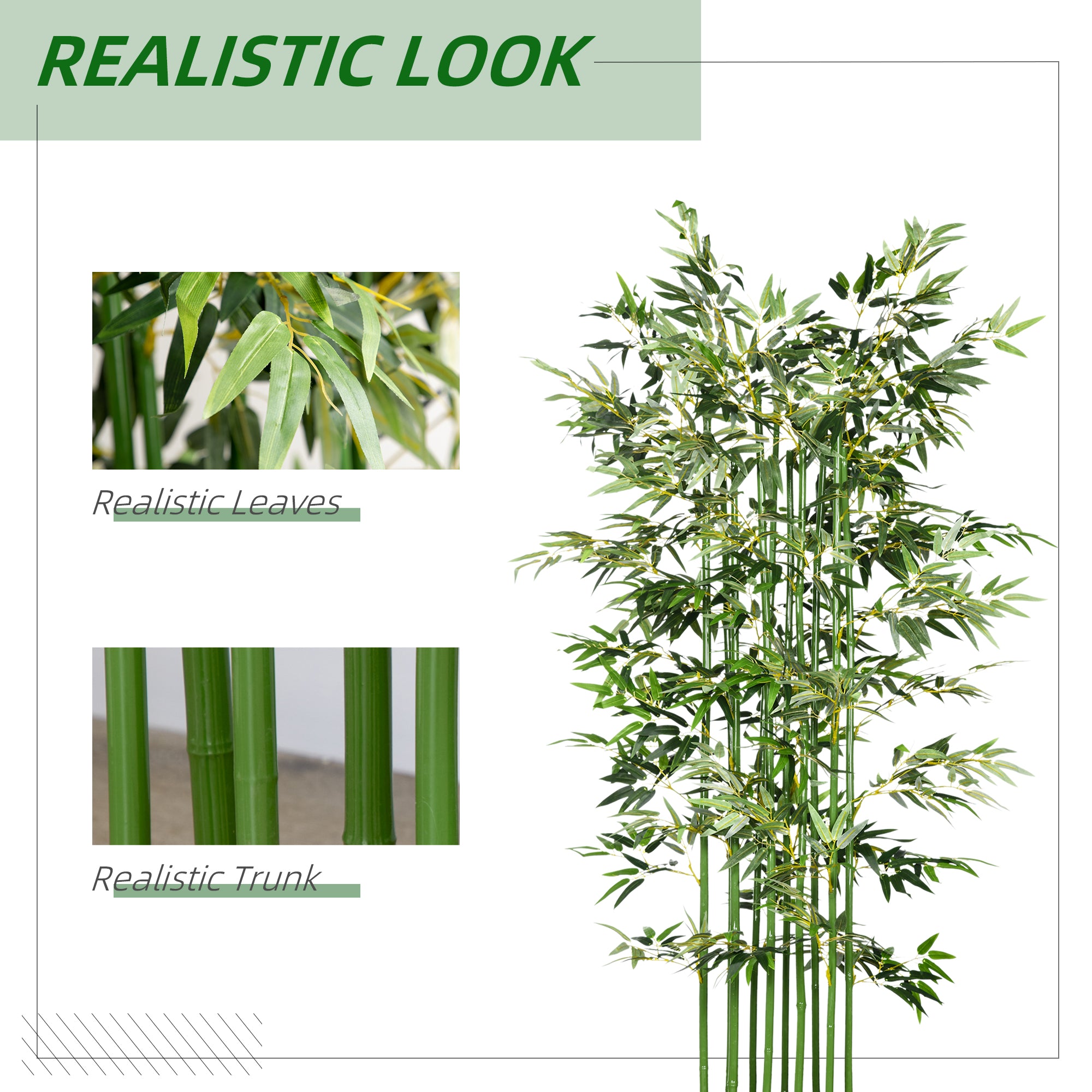 5ft Tall Artificial Bamboo Tree, Decorative Faux Plant with Pine Wood Base for Indoor Home Office Decor