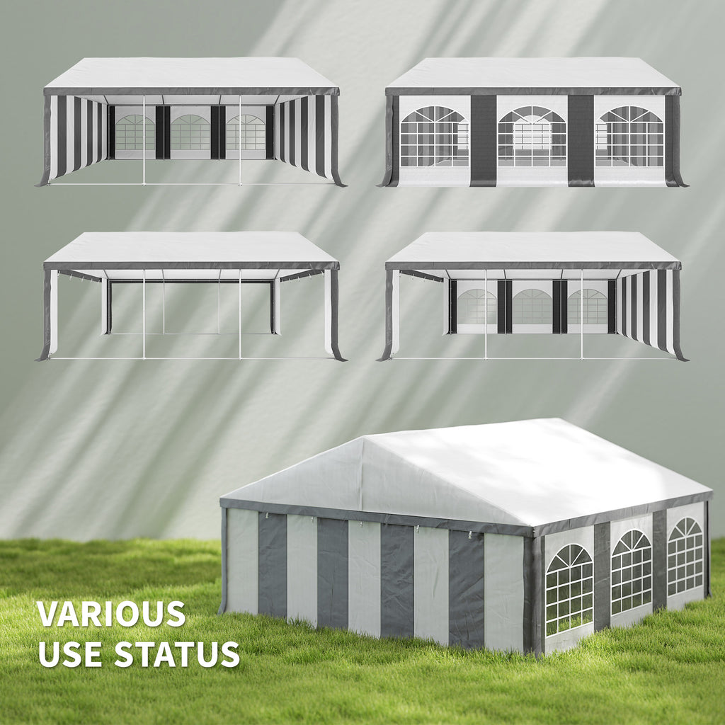 20' x 20' Heavy-duty Large Wedding Tent, Outdoor Carport Garage Party Tent, Patio Gazebo Canopy with Sidewall, Grey