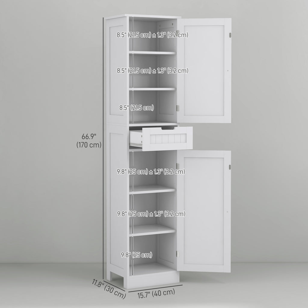Freestanding Bathroom Cabinet with Drawer and 2 Doors, Tall Bathroom Cupboard for Kitchen, Study, Living Room
