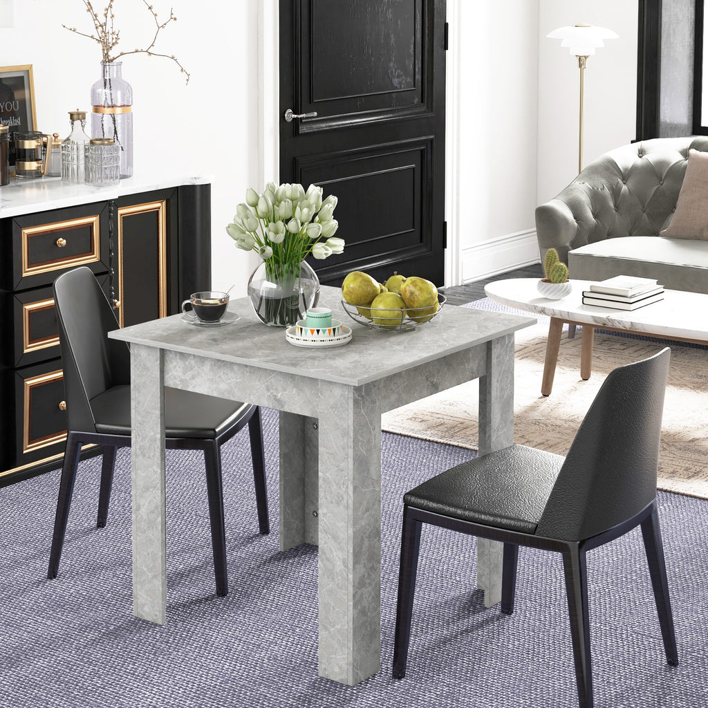 Square Dining Table, Modern Dining Room Table with Faux Cement Effect, Space Saving Small Kitchen Table, Cement Grey