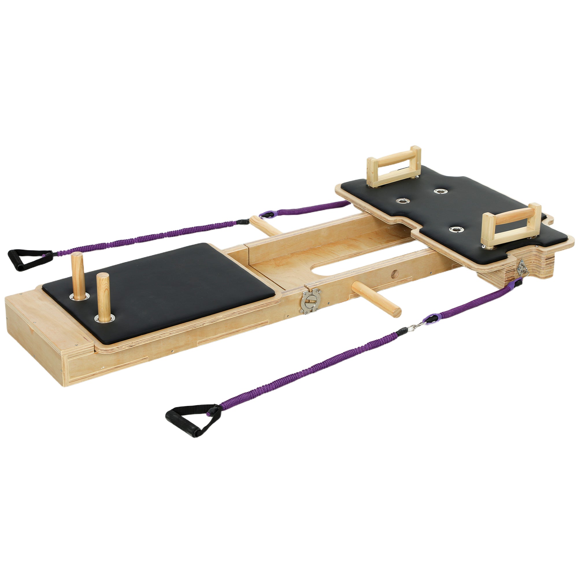 Soozier Foldable Pilates Reformer Machine, Multifunctional Pilates Board with Resistance Bands and Multi-Grips for Home Gym