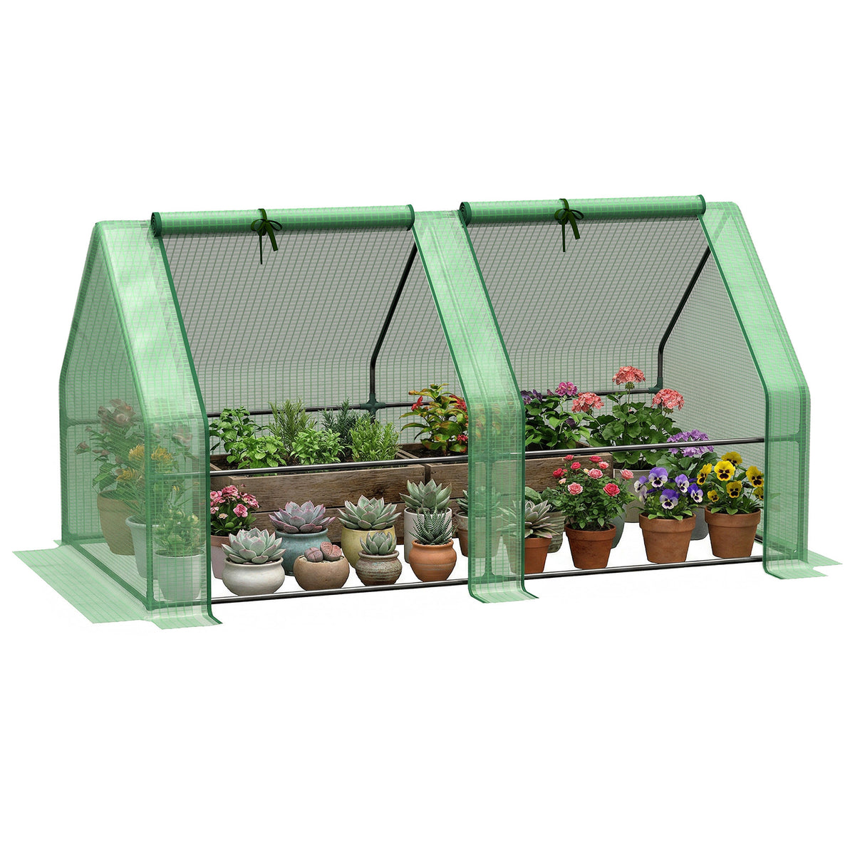 6' x 3' x 3' Portable Tunnel Greenhouse Outdoor Garden Mini with Large Zipper Doors & Water/UV PE Cover White
