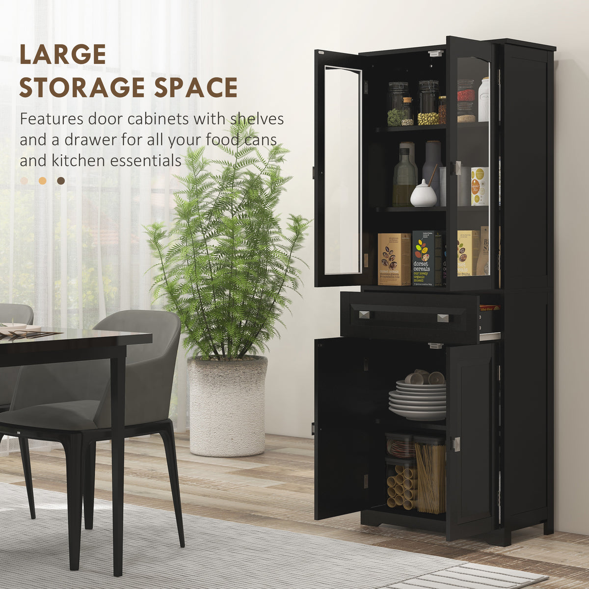 67" 4-Door Kitchen Pantry Cabinet, Freestanding Storage Cabinet Cupboard with Adjustable Shelves, White