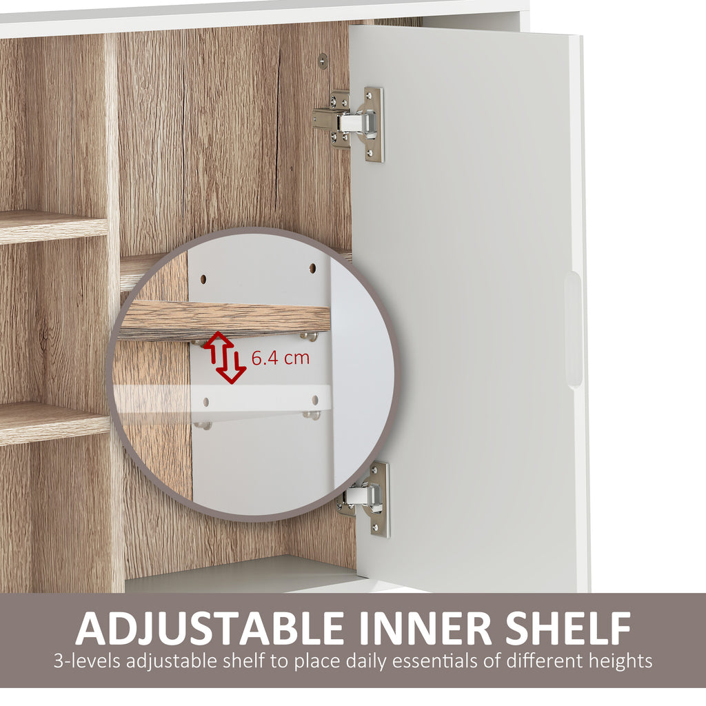 Wall-Mounted Bathroom Medicine Cabinet with Mirror, Over Toilet Bathroom Vanity Cabinet White & Oak