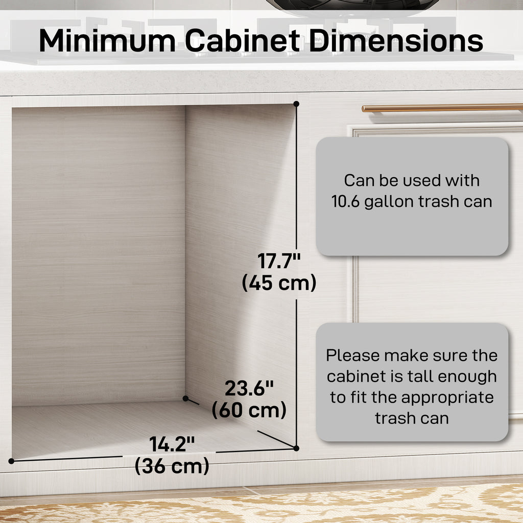 Pull Out Trash Can Under Cabinet, 10.6 Gallon (40L) Slide Out Garbage Can with 3 Removable Compartments, Grey