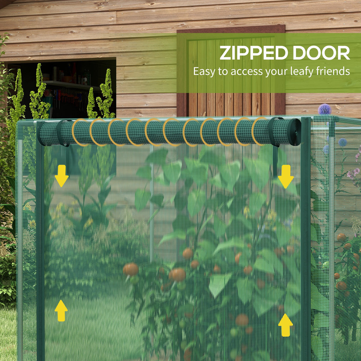 Galvanized Steel Crop Cage, Plant Protection Tent with Zippered Door, 4' x 4', Green