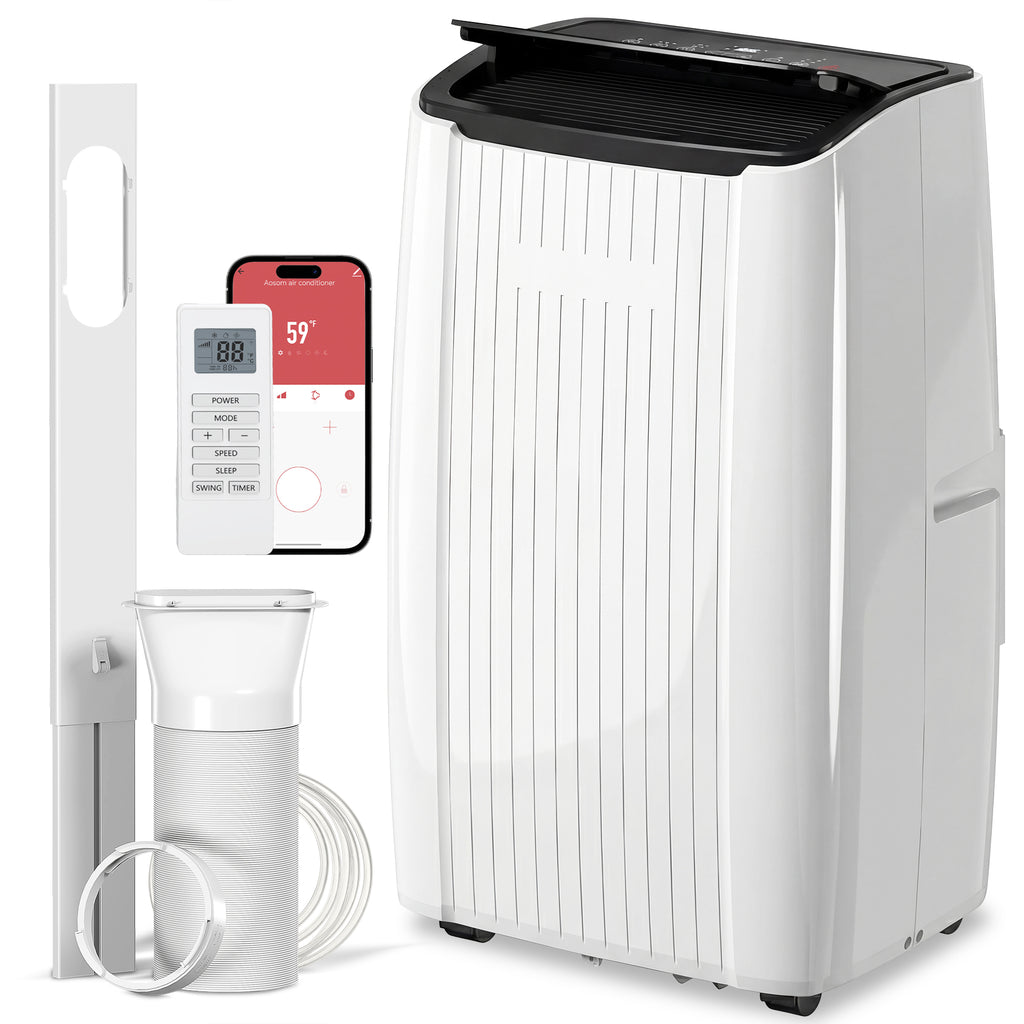 14,000 BTU 5-ኣብ-ሓደ ተንቀሳቓሲ ኣየር ኮንዲሽነር ምስ መስሓል፣ ሙቐት፣ ደርቂ ኣየር፣ ፋን፣ ድቃስ፣ ዋይፋይ ድምጻዊ ቁጽጽር፣ ጸሊም