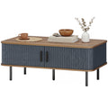 Nordic Side Table ምስ Fluted Tambour ዝንቀሳቐስ ማዕጾታትን ኣስራሓ እግሩን፣ መበሊ ዕቑር ንዘቕርብ ሳንዱቕ ንመቀመጢ ክፍሊ፣ ጸሊም