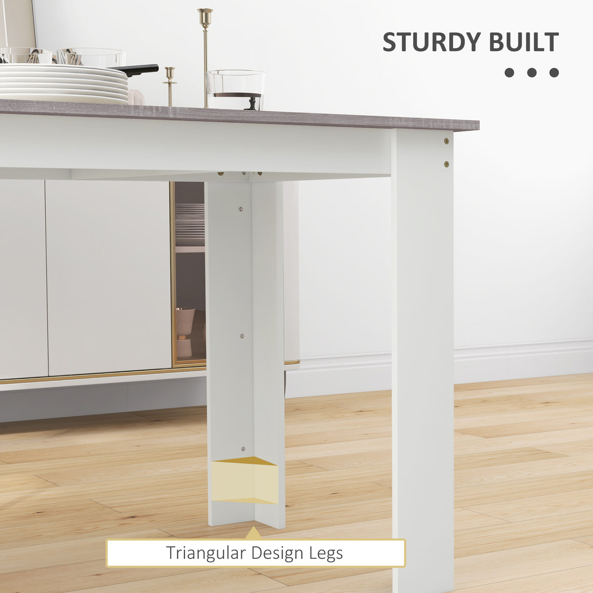 47" Kitchen Table for 4-6 People, Dining Table with Wood Effect for Dining Room, Oak