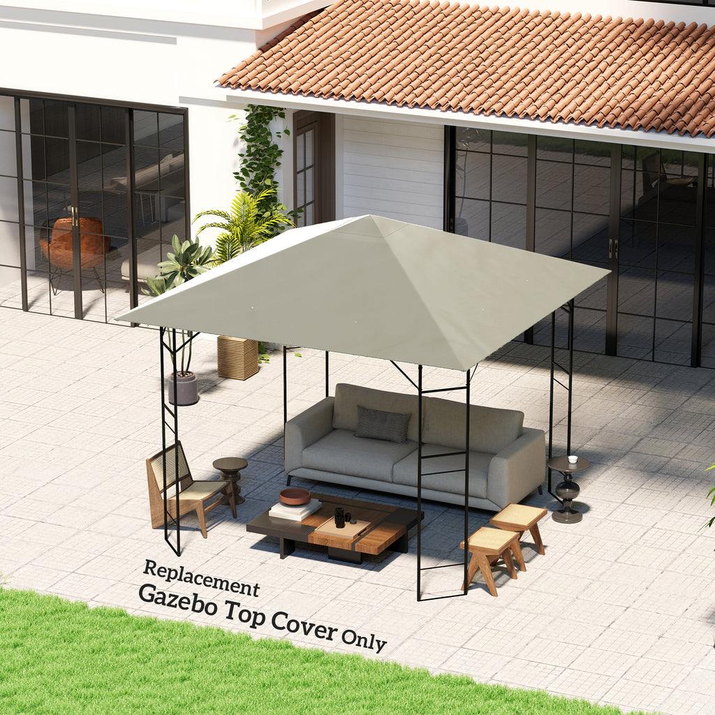 10' x 10' Gazebo Canopy Replacement Cover, 2-Tier Garden Gazebo Roof Replacement, UPF30+, TOP COVER ONLY, Grey