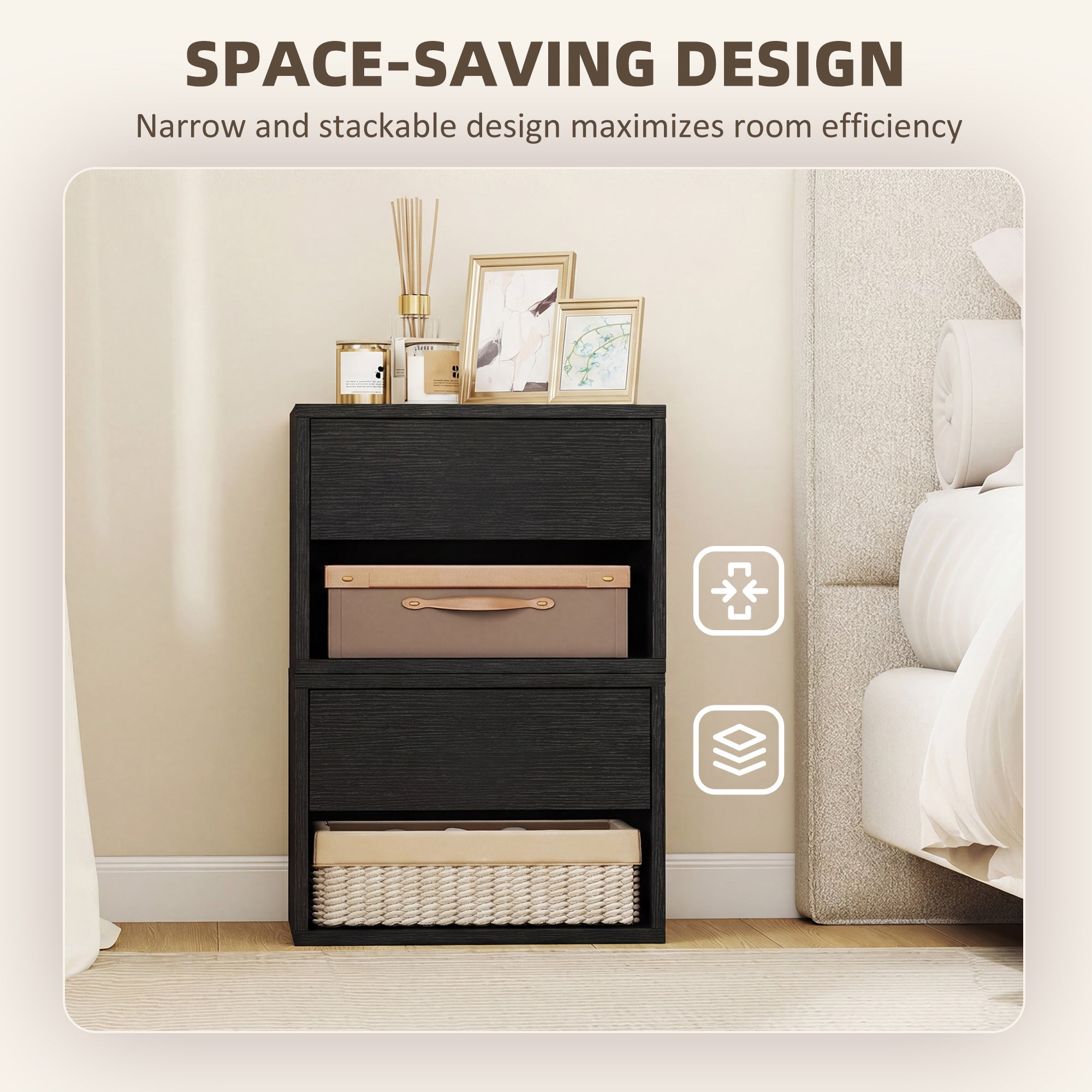 Floating Nightstand Set of 2, Wall Mounted Bedside Table with Drawer for Bedroom, White