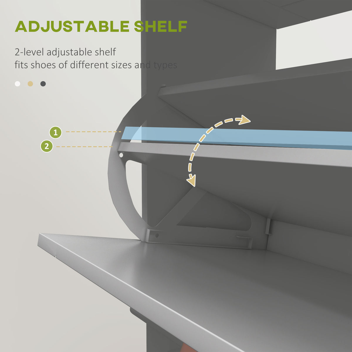 Slim Shoe Storage with 2 Flip Drawers and Adjustable Shelves Shoe Cabinet Organizer for 8 Pair,  White