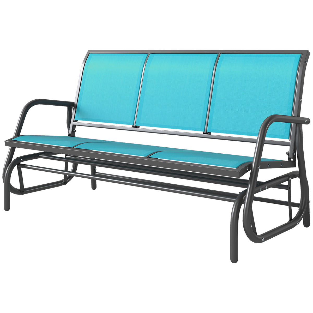 3-Seat Outdoor Glider Chair, Patio Rocking Chair, Steel Frame, Sling Fabric Seat for Garden, Backyard, Lawn, Black