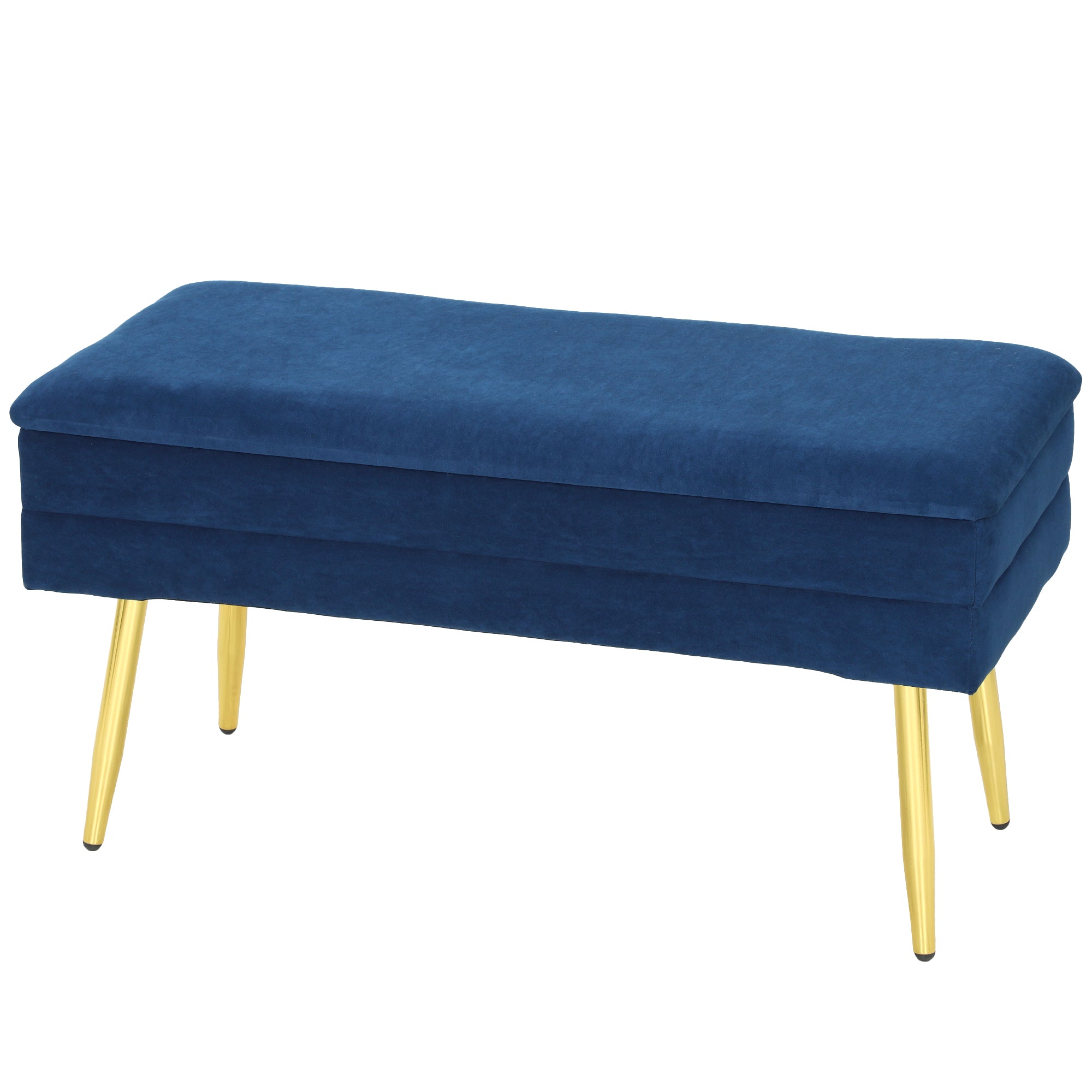 39" Storage Ottoman, Velvet End of Bed Bench with Steel Legs, Foot Stool with Storage for Bedroom, Living Room