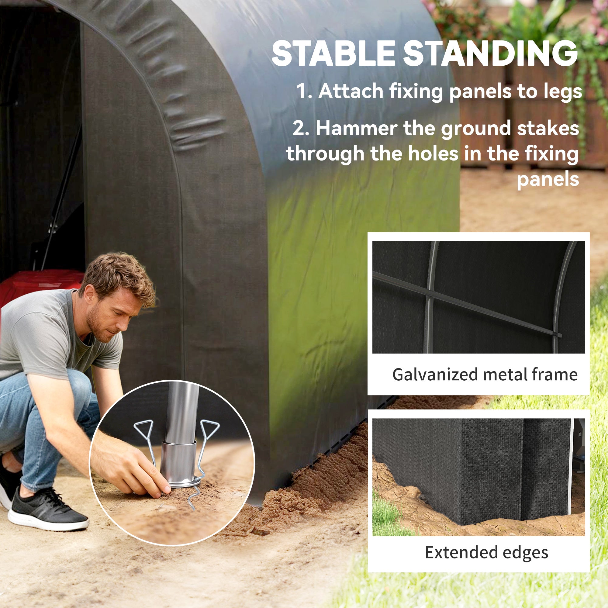 5' x 8' Outdoor Storage Shed, Heavy Duty Galvanized Steel Portable Shed for Bike, Motorcycle, Garden Tools, Black