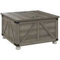 Farmhouse Coffee Table, Square Center Table with Flip-top Lids, Hidden Storage Compartment and Wooden Legs, Distressed Grey
