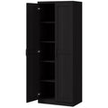63" Kitchen Storage Cabinet, 5-tier Pantry Cabinet with Doors and Adjustable Shelves for Dining Room, Black