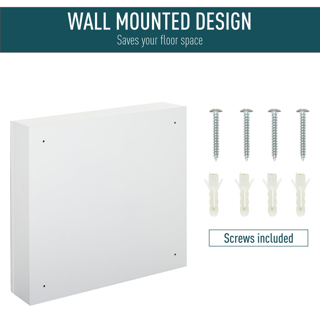 Wall Mounted Mirror Cabinet, Bathroom Medicine Cabinet with Mirror, 2 Doors and 3-tier Shelving, White