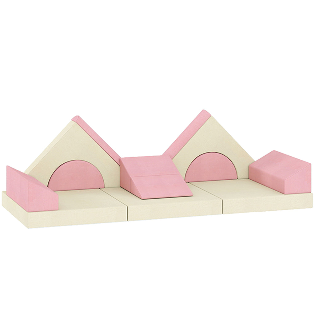 Qaba 12 PCS Modular Kids Play Couch, Child Sectional Sofa for Toddlers, Convertible Foam and Floor Cushion, Pink