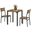 Dining Table Set for 2, 3 Piece Kitchen Table and Chairs with Metal Legs for Small Spaces, Rustic Brown