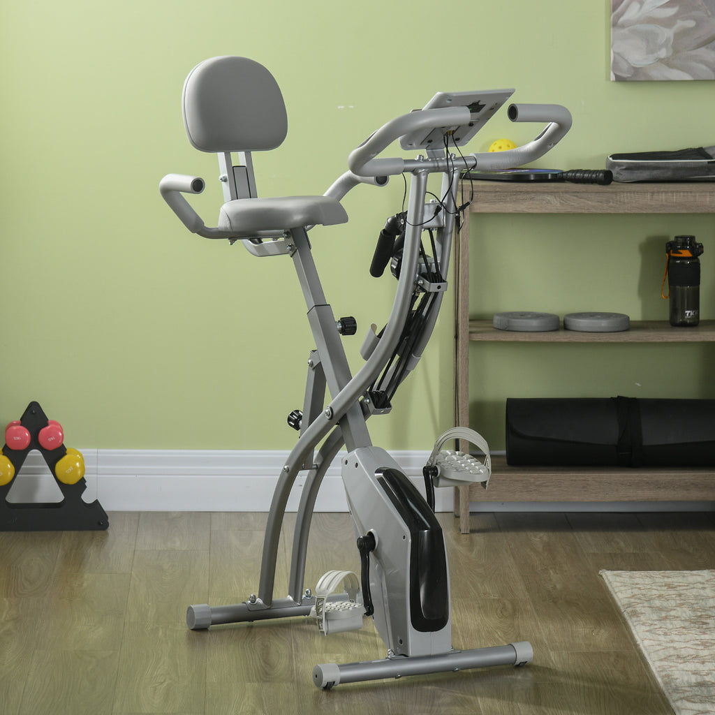 Soozier 3 in 1 Folding Exercise Bike, Foldable Stationary Bike with 8-Level Magnetic Resistance, Adjustable Seat, Black