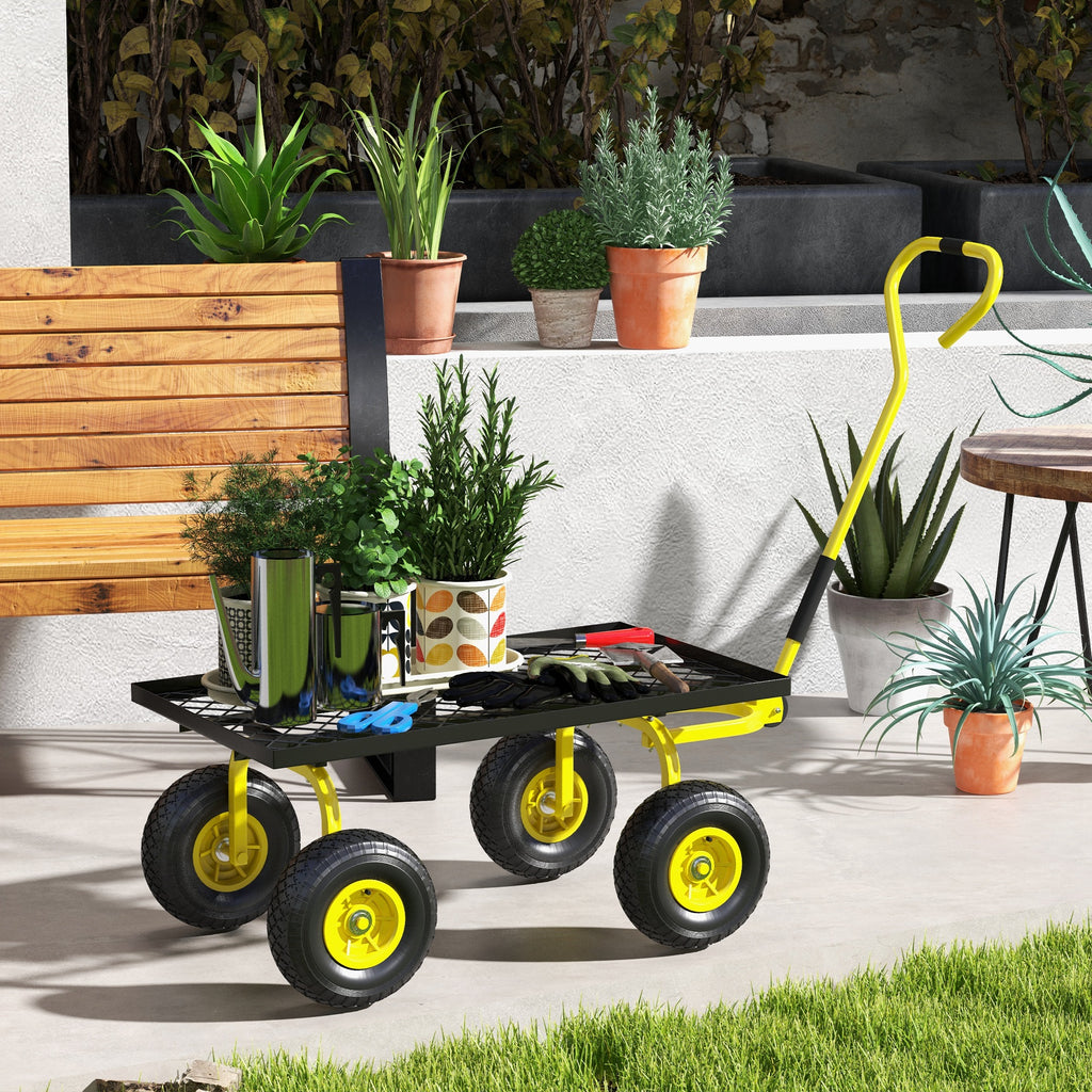 Heavy Duty Garden Wagon Cart with 10" Wheels, 330 lbs Capacity, for Garden, Beach, Lawn, Black