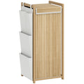 Bamboo Laundry Hamper with Removable Drawstring Bag and Side Storage Pockets, 20 Gal, Natural
