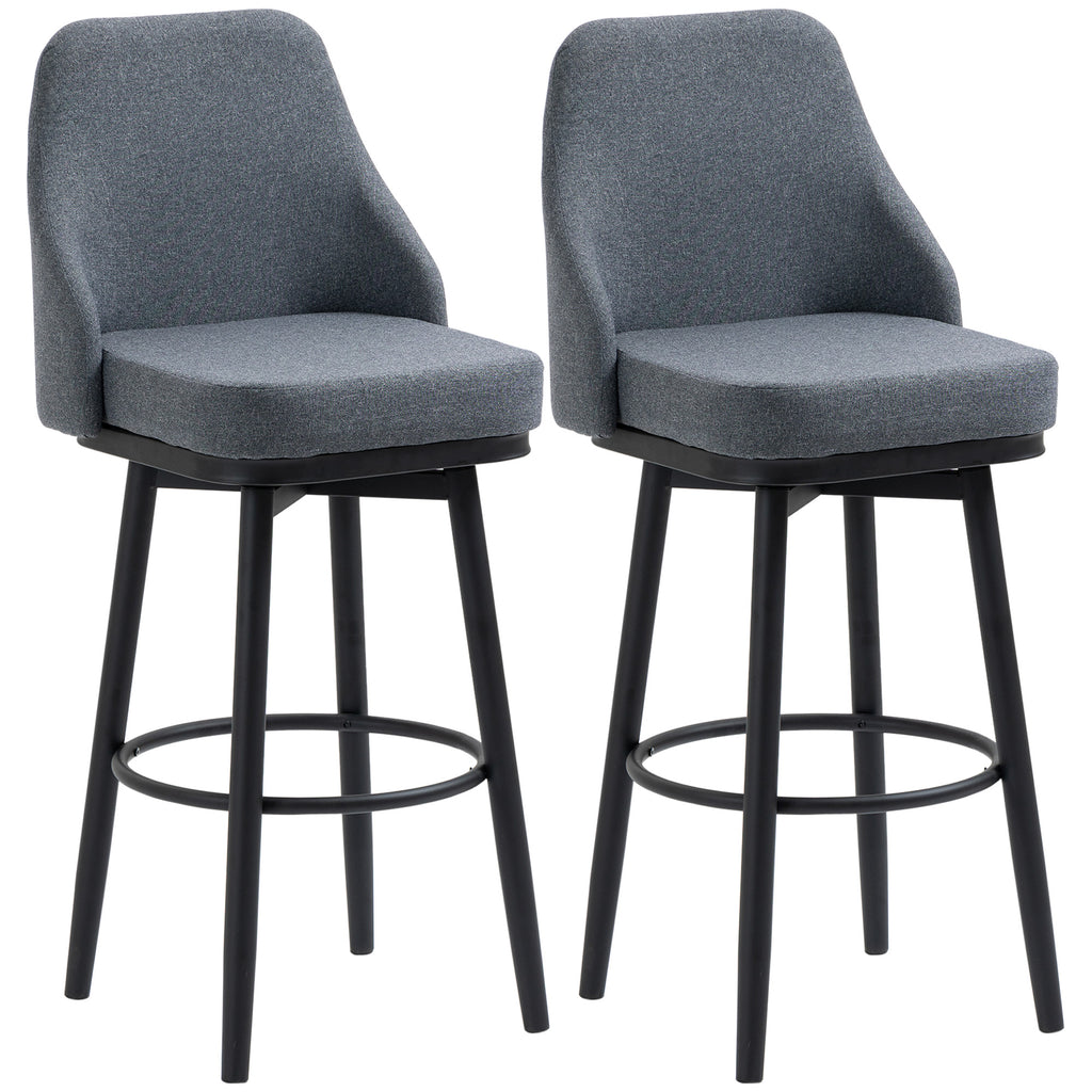 Extra Tall Bar Stools Set of 2, Modern 360° Swivel Barstools, Dining Room Chairs with Steel Legs Footrest, Charcoal Grey