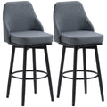 Extra Tall Bar Stools Set of 2, Modern 360° Swivel Barstools, Dining Room Chairs with Steel Legs Footrest, Charcoal Grey