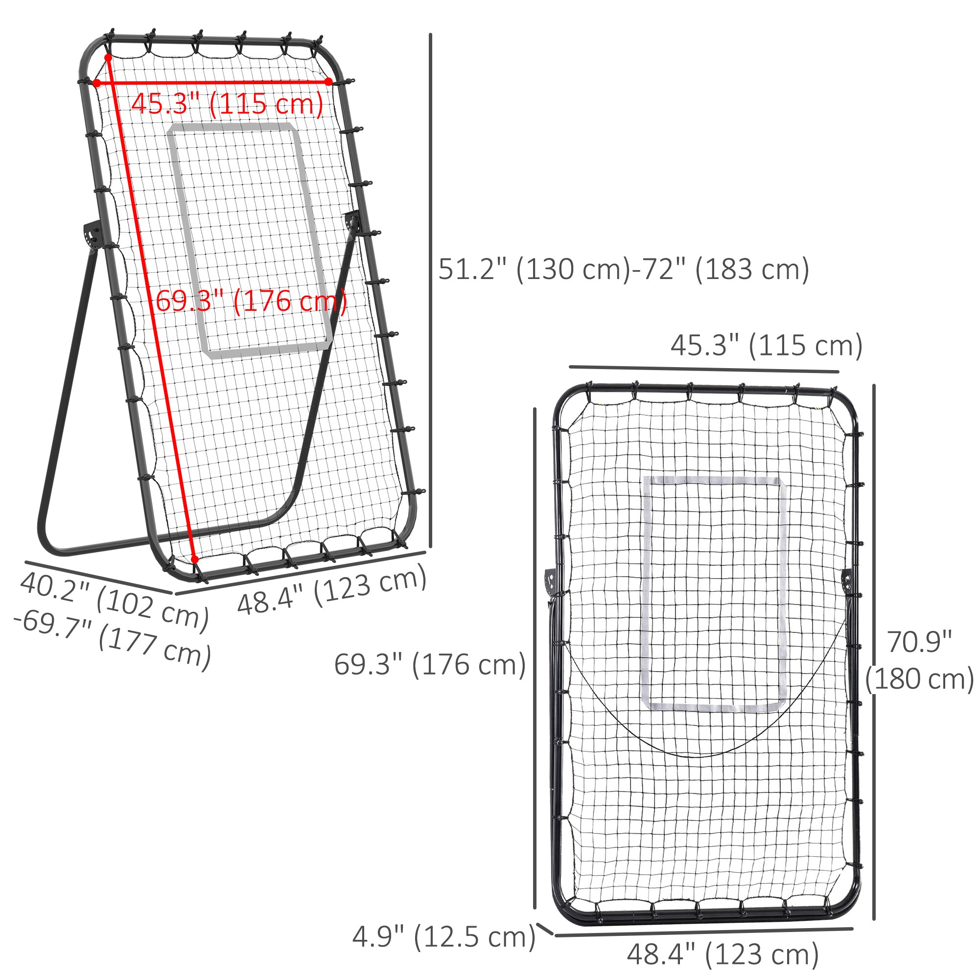 Soozier Volleyball Rebounder Net, Angles Adjustable Soccer Rebounder, Lacrosse Baseball Volleyball Training Equipment Aid