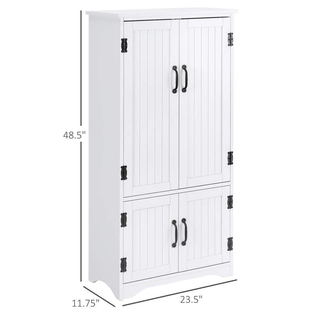 48" 4-Door Storage Cabinet Multi-Storey Large Space Pantry with Adjustable Shelves Black