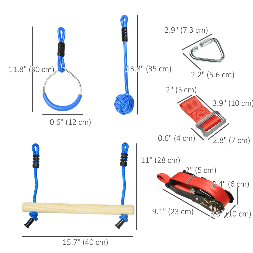 Ninja Slackline Set, 30-Piece, 10m Rope with Obstacles, Climbing Frame, Playset Equipment for Children Aged 3-6