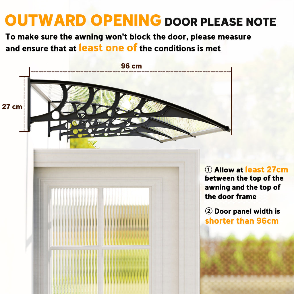 Awning Door Canopy, 78.7" x 37.8", Polycarbonate Front Door Outdoor Patio Cover for UV Protection, Clear