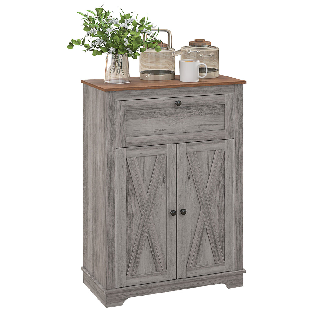 Storage Cabinet Farmhouse Sideboard Storage Cabinet with Doors and Drawer for Kitchen, Living Room, Grey Wash