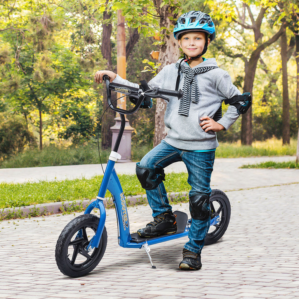 Adjustable Kids Pro Stunt Scooter Children Street Bike Bicycle Ride On with 12” Tire (Blue)