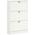 Shoe Cabinet with 3 Flip Drawers, Narrow Shoe Storage Cabinet, Holds 12 Pairs for Entryway, Hallway, White