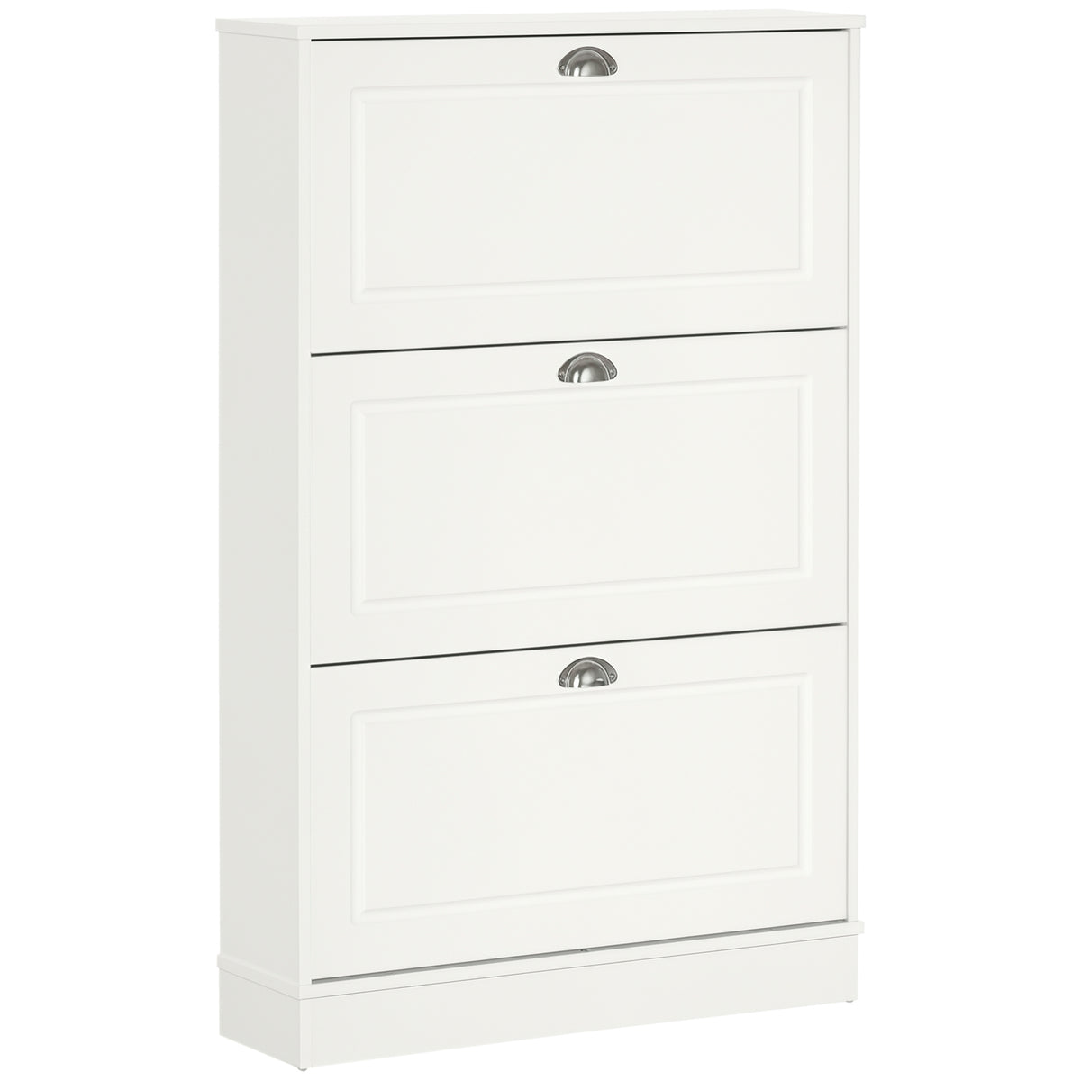 Shoe Cabinet with 3 Flip Drawers, Narrow Shoe Storage Cabinet, Holds 12 Pairs for Entryway, Hallway, White