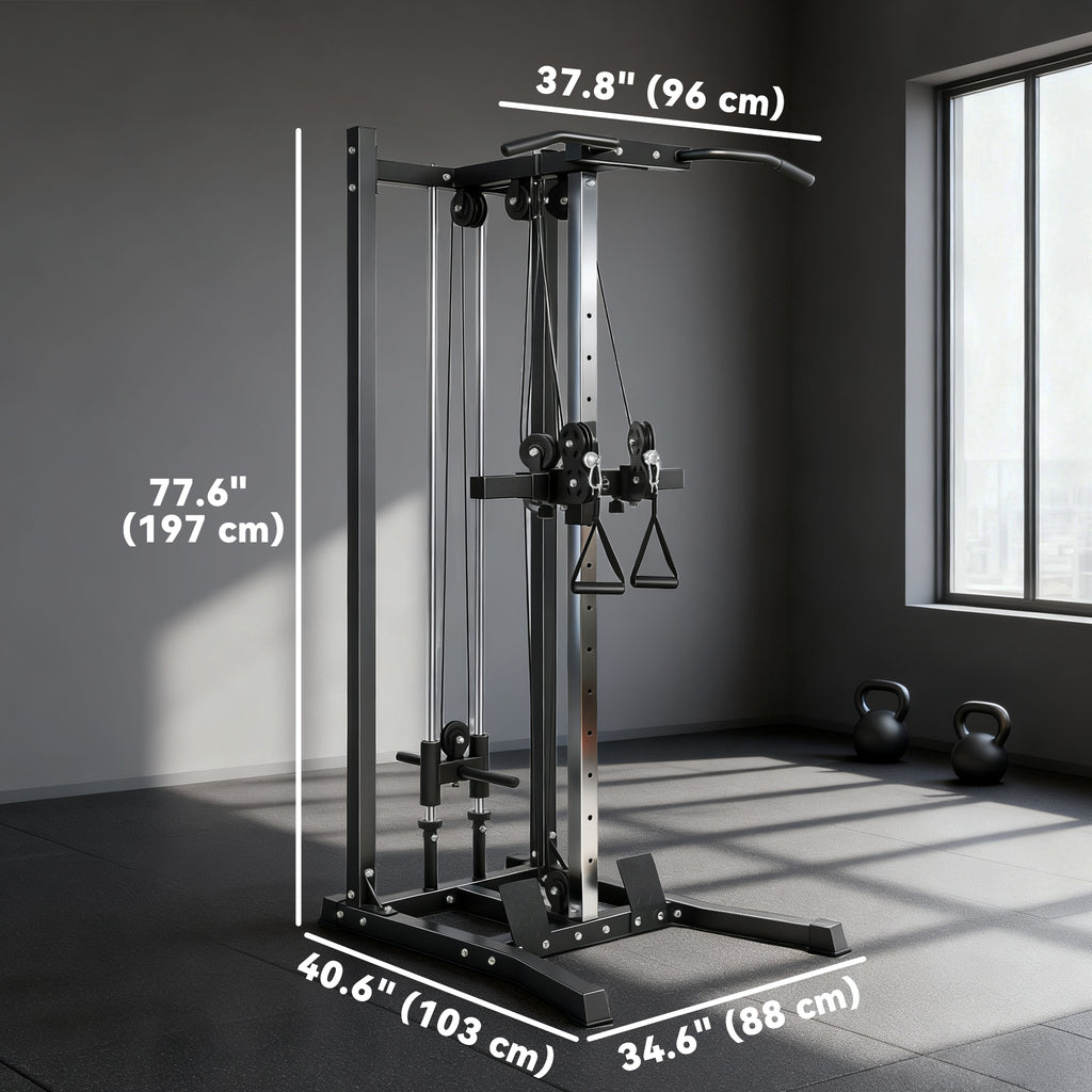 Soozier Cable Station Dual Pulley System with Pull up Bar and 14 Adjustable Positions