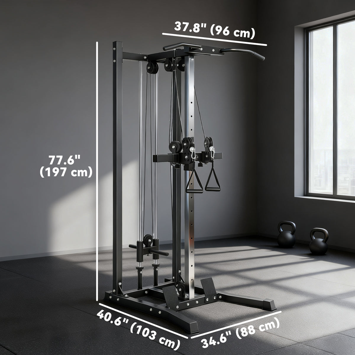 Soozier Cable Station Dual Pulley System with Pull up Bar and 14 Adjustable Positions