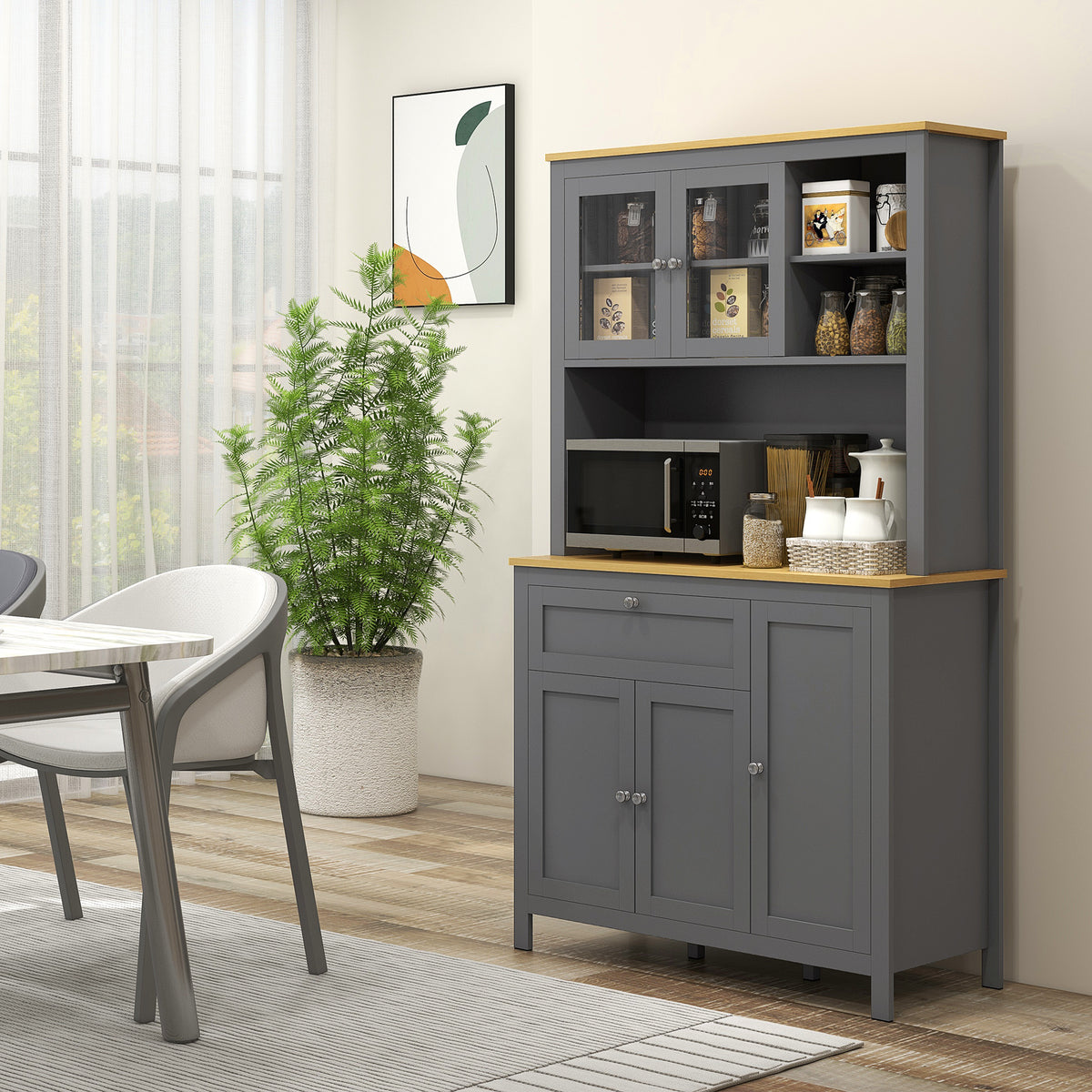 67" 4-Door Kitchen Pantry Cabinet, Freestanding Storage Cabinet Cupboard with Adjustable Shelves, White
