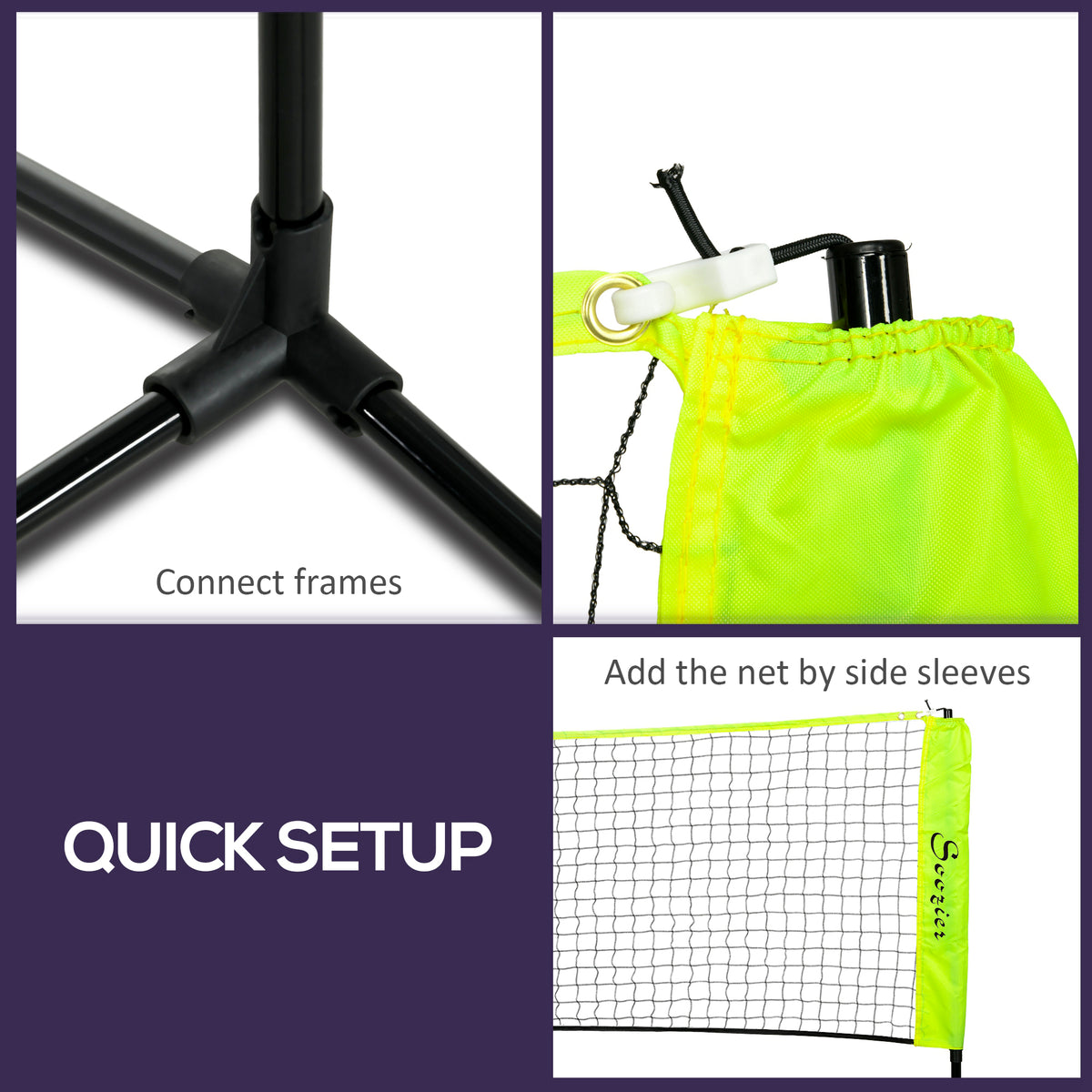 Soozier 10ft Badminton Net, Height Adjustable Outdoor Sports Net with Carry Bag, for Tennis, Pickleball and Volleyball, Yellow